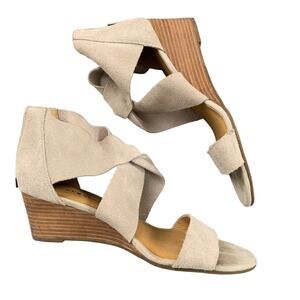 Lucky Brand Gray Suede Wedge Sandals 8.5